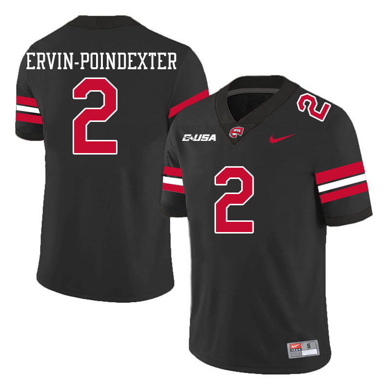 Western Kentucky Hilltoppers #2 Davion Ervin-Poindexter College Football Jerseys Stitched Sale-Black